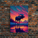 Moose In Lake Mountains Pine Trees Snow Fine Art Print, Wall Decor, Wall Poster, Wall Art Print
