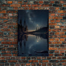 Landscape River Lake Water Night Sky Stars Trees Fine Art Print, Wall Decor, Wall Poster, Wall Art Print