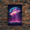 The Cosmic Jellyfish, Under The Sea Galaxy Art Mashup, Framed Canvas Print