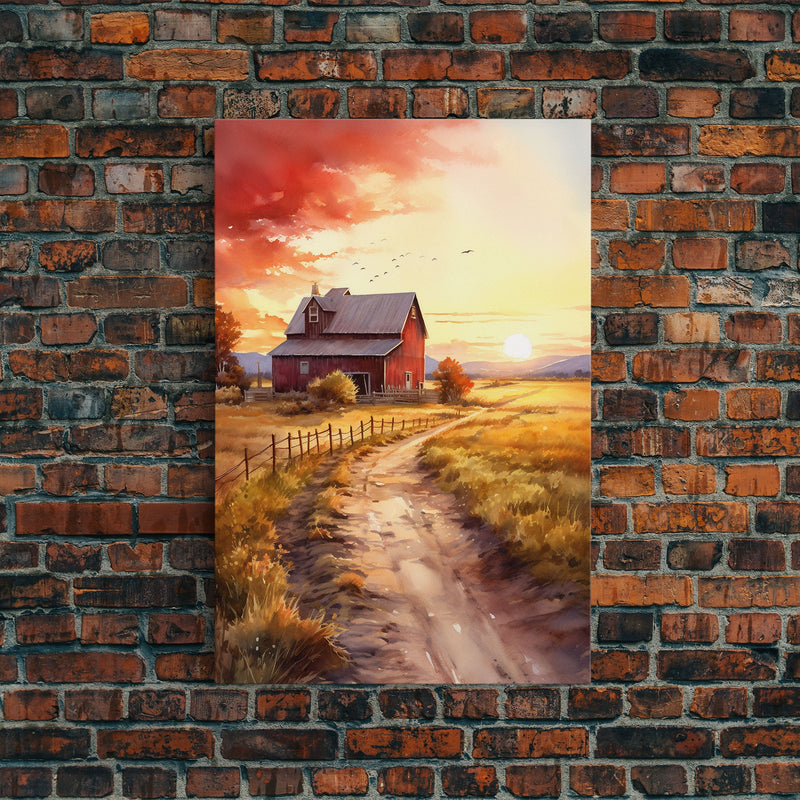 Barn Wall Art - Rustic Red Canvas Print - Farmhouse Chic Decor