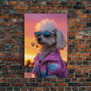 Shih Tzu Wall Print, Dog Wall Art, Dog Sunglasses, Dog In Pink Tracksuit, Funny Art, Framed Wall Art, Framed Canvas, Wall Print, Wall Canvas