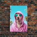 Labrador In Pink Hoodie Sunglasses Wall Print, Dog Portrait, Dog Art Print, Framed Wall Art, Framed Canvas, Wall Print, Wall Canvas