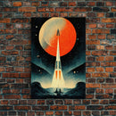 Art Deco Style Spaceship, Space Exploration, Science Fiction / SciFi Canvas Print, Ready to Hang Wall Art by NuevArt