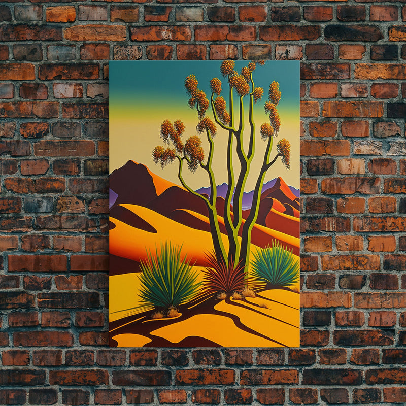 Watercolor of a Desert Landscape, Arizona Southwest Art, Framed Canvas Print, Landscape Painting