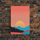 Peach Sunset, Framed Canvas Print, Minimalist Art Deco Inspired Wall Art