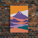 Scandinavian Inspired Pacific Northwest Art, Minimalist Boho Style Forest Landscape, Framed Canvas Art, Abstract Art, Purple Mountains