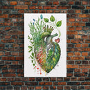 Florapunk Heart, Anatomical Heart Painting Canvas Print, Watercolor Heart, Human Heart, Pond Heart, Marsh Painting, Waterlily, Lily pads