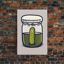 Sad Pickle Art, Framed Canvas Print, The Last Pickle, Cartoon Pickle Art