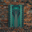 Art Deco Pattern Wall art, Framed Canvas Print, Art Deco, Green colors art, Patterns art, Office wall art, Wonderful art, Stained glass art
