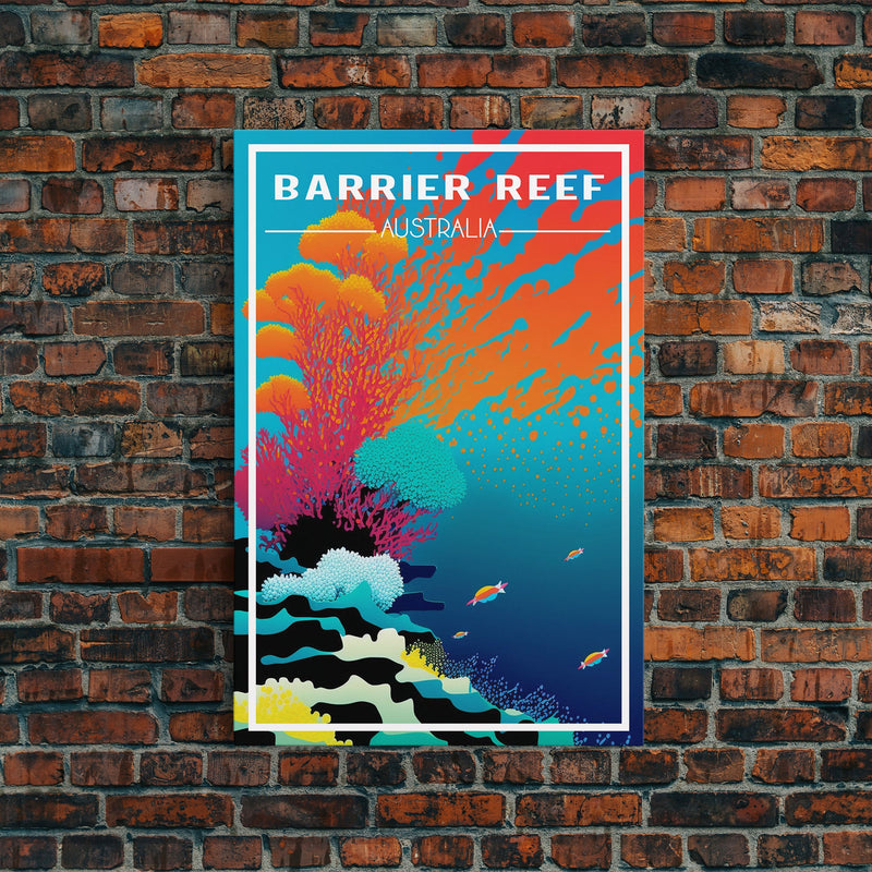 Barrier Reef Art Print, Australia Poster, Queensland Poster, Travel Wall Print, Travel Poster, Travel Wall Art, Canvas Wall Print