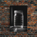 Mason Jar Wall Art, Jar Art Print, Black And White Art, Minimalist Art, Wall Decor, Canvas Art, Wall Art, Framed Canvas Wall Decor