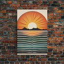 Sunset Sunrise Boho Wall Decor, Framed Canvas Print Or Poster, Sunset Framed Wall Hanging, Minimalist Art Deco Retro Wall Art