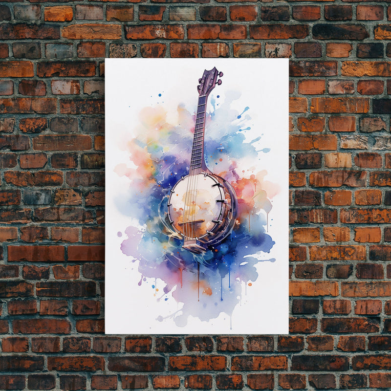 Banjo Gift, Banjo Wall Art Canvas Print, Country Music Art, Guitar Art, Banjo Poster Print, Banjo Gifts, Musical Art, Southern Music Decor