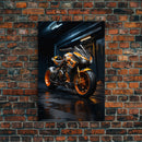 Futuristic Cyberpunk Motorcycle Concept Art, Sport Bike Canvas Print
