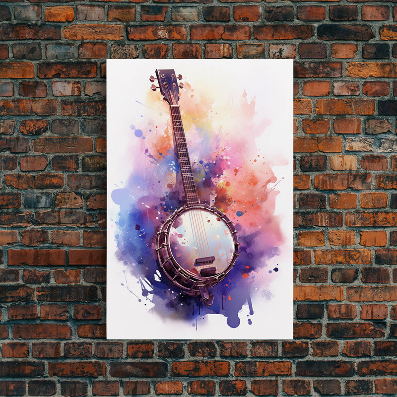 Banjo Gift, Banjo Wall Art Canvas Print, Country Music Art, Guitar Art, Banjo Poster Print, Banjo Gifts, Musical Art, Southern Music Decor