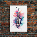 Bassett Clarinet Wall Art, Musician Gift, Framed Canvas Print, Clarinet Print, Musical Instrument Art, Gift For Musician, Graffiti Music Art