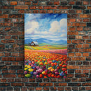 Flower Farm Wall Art, Tulip Field, Countryside Wall Print, Canvas Print, Wall Art, Vertical Art, Gifts For Grandma, Tiny House Decor