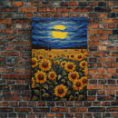 Sunflowers Wall Art, Wildflower Meadow, Starry Night, Canvas Print, Wall Art, Vertical Art, Above Couch Wall Art, Retirement Gifts, RV Decor