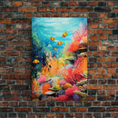 Under The Sea, Canvas Print, Wall Art, Vertical Art, Ocean Nursery Art, Nautical Wall Art, Home Decor Prints, Gift For Friend, Dorm Room Art