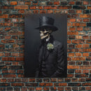 The Dapper Gentleman Skeleton, Spooky Halloween Wall Art, Canvas Print, Framed Halloween Canvas Print, Dark Academia, Goth Art