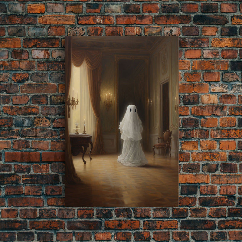 Victorian Ghost Halloween Decor, Digital Art Canvas Print, Canvas Print, Spooky Ghost Wall Art, Fall Decoration, Halloween Wall Art