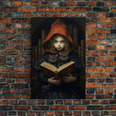 The Little Witch and Her Familiars, Black Cat Halloween Art, Gothic Victorian Dark Academia Witch Portrait, Witchcraft, With Decor