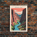 Black Canyon Of The Gunnison National Park Travel Art, National Park Art, Minimalist Travel Art, Midcentury Modern Style Landscape Painting