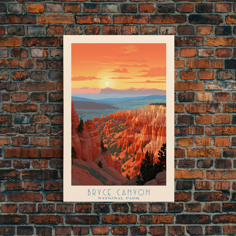 Bryce Canyon National Park Travel Poster Print, Canvas Print Wall Art, Utah Travel Art, Midcentury Modern Travel Decor