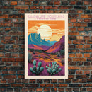 Guadalupe Mountains National Park Texas Travel Art, National Park Print, Minimalist Travel Art, Midcentury Modern Style Landscape Painting