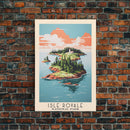 Isle Royale National Park Michigan Travel Art, National Park Print, Minimalist Travel Art, Midcentury Modern Style Landscape Painting