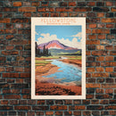 Yellowstone National Park,  Wyoming Travel Art, National Park Print, Minimalist Travel Art, Midcentury Modern Retro Style Landscape