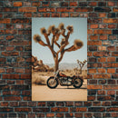 Motorcycle Wall Art, Cactus Wall Art, Desert Wall Art, Canvas Print, Wall Hanging, Portrait Art, Office Wall Decor, Above Bed Art, RV Decor