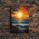 Ocean Wall Art, Beach Art, Sunset, Abstract Art, Canvas Print, Wall Hanging, Portrait Art, Real Estate Gift, Bookshelf Decor, Boho Wall Art