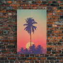 Palm Tree Wall Art, Tropical Wall Art, Minimalist Wall Art, Canvas Print, Wall Hanging, Portrait Art, Tiny House Decor, Dorm Room Art