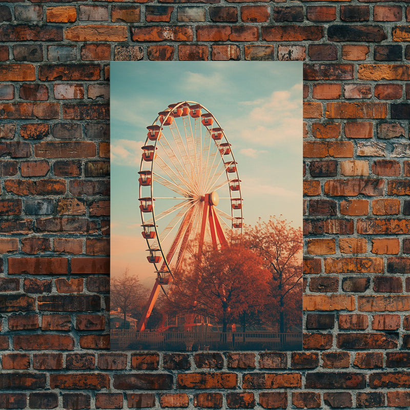 An Abandoned Ferris Wheel, Frames Canvas Print, Liminal Spaces, Abandoned Photography Wall Art Fine Art Print