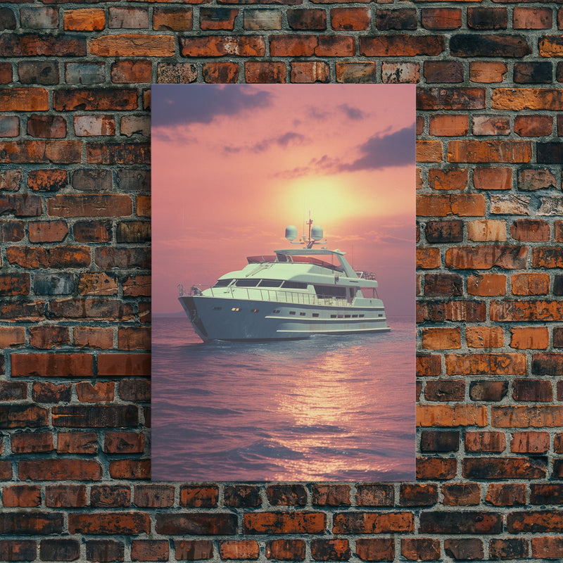 Yacht Art, Ocean Wall Art, Seascape, Sunset, Canvas Print, Wall Hanging, Portrait Art, Retirement Gifts, Beach House Wall Art, Travel Print