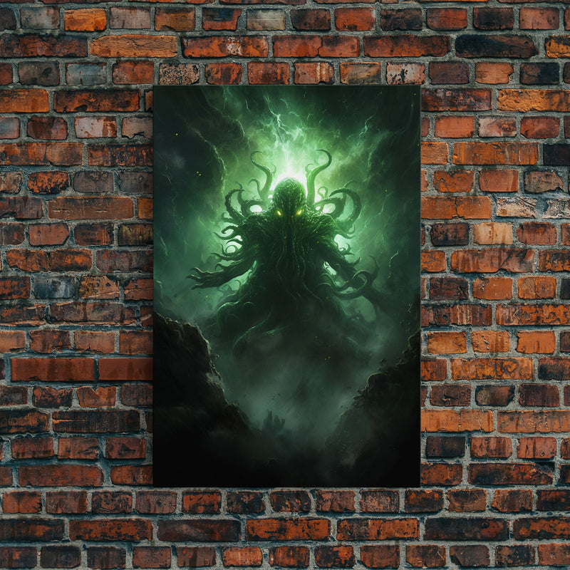 The Call Of Cthulhu - Portrait Of The Grim Reaper - Framed Canvas Print - Halloween Decor - Halloween Clearance - HP Lovecraft