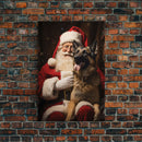 Santa Claus And His Belgian Malinois, Christmas Wall Art, Dog Gift, Christmas Dog, Winter Wall Art, Santa Decor, Santa Art Print, Cute Dog
