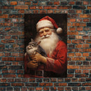 Santa Claus And His Chinchilla, Christmas Wall Art, Dog Gift, Christmas Dog, Winter Wall Art, Santa Decor, Santa Art Print, Chinchilla Print