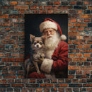 Santa Claus And His Chihuahua, Christmas Wall Art, Christmas Dog, Winter Wall Art, Santa Decor, Santa Art Print, Farmhouse Christmas