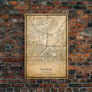 Denver map print poster canvas, Colorado map print poster canvas, Denver city map print poster canvas, framed road map art, office decor