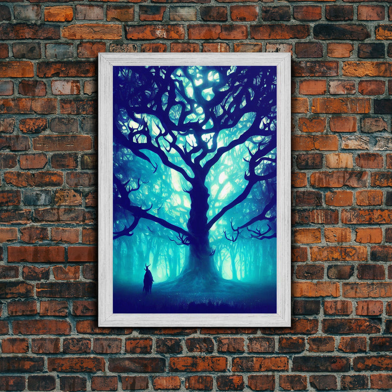 Yggdrasil, Nordic Mythology, Tree of Life, Framed Canvas Print, Ready To Hang Framed Wall Art, Living Room Wall Hanging