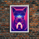 Cyberpunk Pitbull Portrait, Futuristic Dog Portrait, Framed Canvas Print, Ready To Hang Framed Wall Art, Living Room Wall Hanging