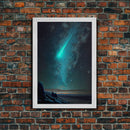 Shooting Star over an Arizona desert landscape, framed canvas print, milky way galaxy starry night sky art