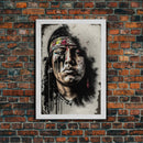 Brutal Graffiti Art, Native American Warriors Portrait, Framed Canvas Print