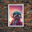 Poodle Wall Print, Dog Wall Art, Dog Sunglasses, Dog In Pink Suit, Funny Art, Framed Wall Art, Framed Canvas, Wall Print, Wall Canvas