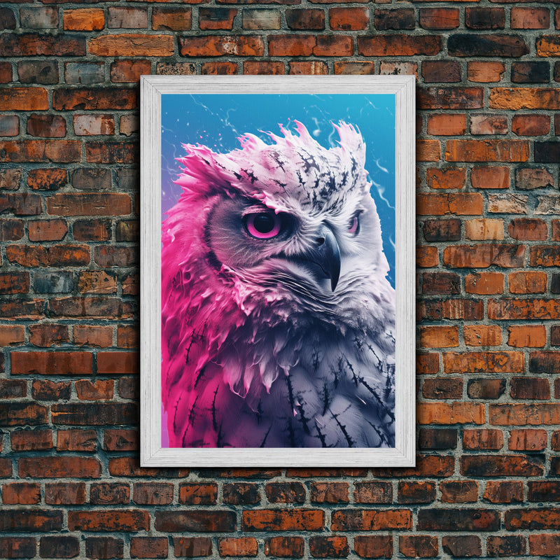 Bird Wall Print, Animal Art Print, Animal Portrait, Pink Art, Wildlife Art, Owl Art, Framed Wall Art, Framed Canvas, Wall Print, Wall Canvas