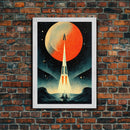 Art Deco Style Spaceship, Space Exploration, Science Fiction / SciFi Canvas Print, Ready to Hang Wall Art by NuevArt