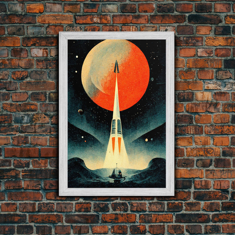 Art Deco Style Spaceship, Space Exploration, Science Fiction / SciFi Canvas Print, Ready to Hang Wall Art