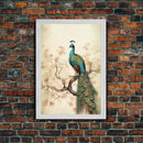 peacock wall art | peacock art print | boho wall art | peacock poster | mid century modern art | home office wall art | Farmhouse Canvas Art
